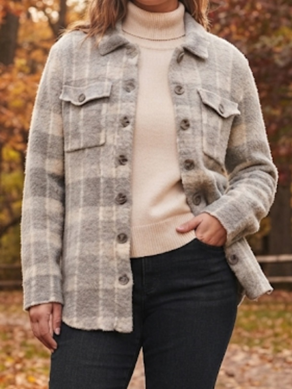 WILLIAM RAST Plaid Shacket Cozy Sweater Jacket Large